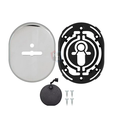 Декоративная накладка под сувальдный ключ Disec KT088 MATRIX OVAL хром полированный (со шторкой)