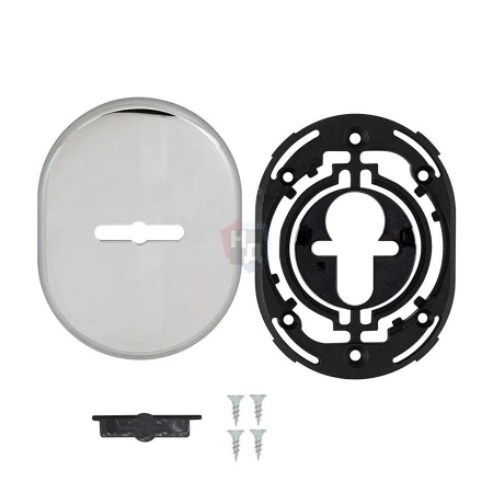 Декоративная накладка под сувальдный ключ Disec KT090 MATRIX OVAL хром полированный (со скрытой шторкой)
