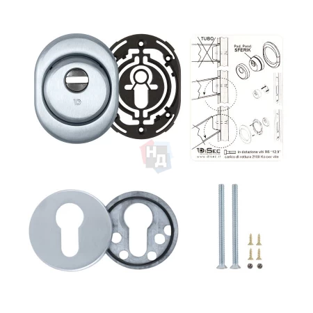 Броненакладка врезная Disec BDS16 Sferik OVAL+ROUND внешняя хром матовый