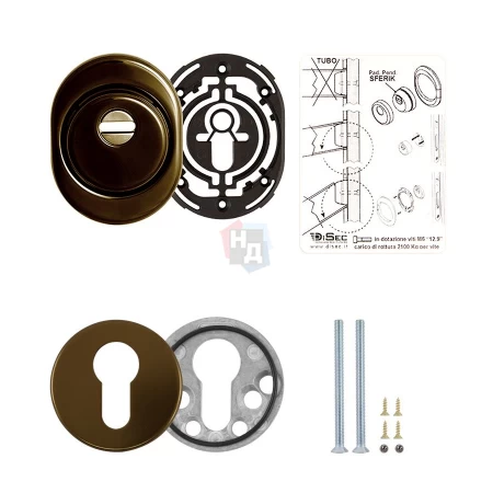 Броненакладка врезная Disec BDS16 Sferik OVAL+ROUND внешняя бронза pvd