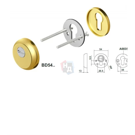 Броненакладка накладная Disec BD54 ROUND хром матовый