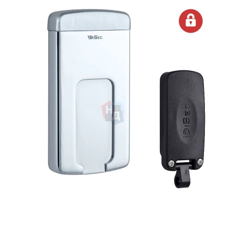 Броненакладка накладная Disec MG220MINI OVAL внешняя хром полированный (под сувальдный ключ) (5 ключей)