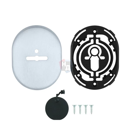 Декоративная накладка под сувальдный ключ Disec KT088 MATRIX OVAL хром матовый (со шторкой)