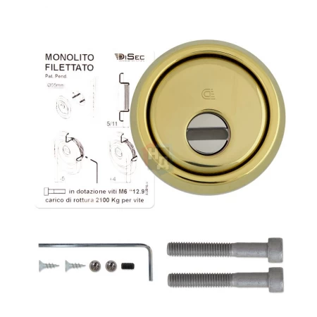 Броненакладка врезная Disec BKS260 Monolito Milano Kripton ROUND внешняя латунь pvd