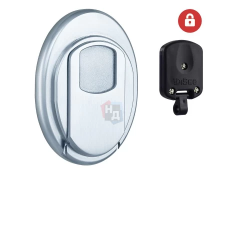 Броненакладка накладная Disec MG3551DM OVAL внешняя хром матовый (под сувальдный ключ)