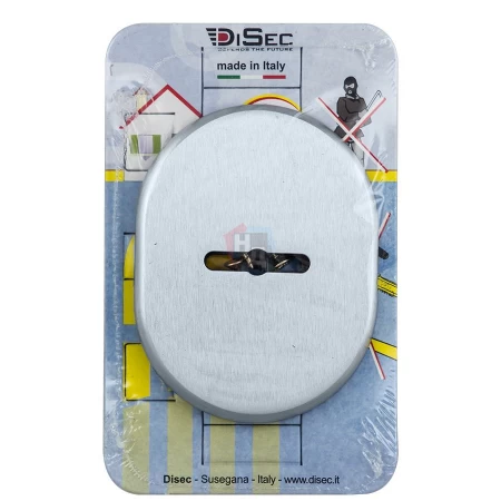 Декоративная накладка под сувальдный ключ Disec KT090 MATRIX OVAL хром матовый (со скрытой шторкой)