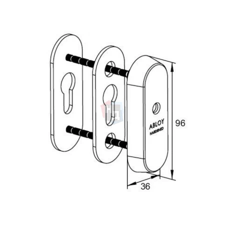 Броненакладка накладная Abloy CH102 h.12,5мм PLATE хром полированный