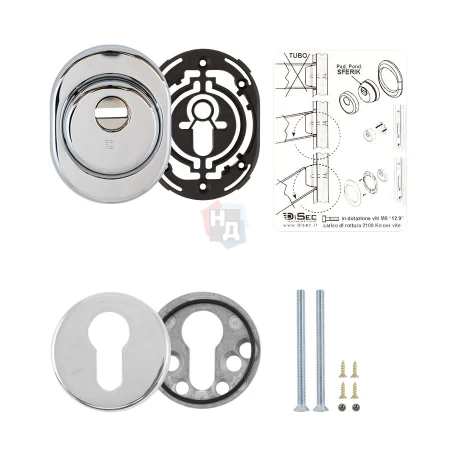 Броненакладка врезная Disec BDS16 Sferik OVAL+ROUND внешняя хром полированный