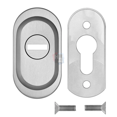Броненакладка накладная Rostex RS/O OVAL внешняя нержавеющая сталь (для профильных дверей)