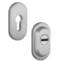 Броненакладка накладная Rostex RS/O OVAL внешняя с внутренней декоративной накладкой нержавеющая сталь (для профильных дверей)