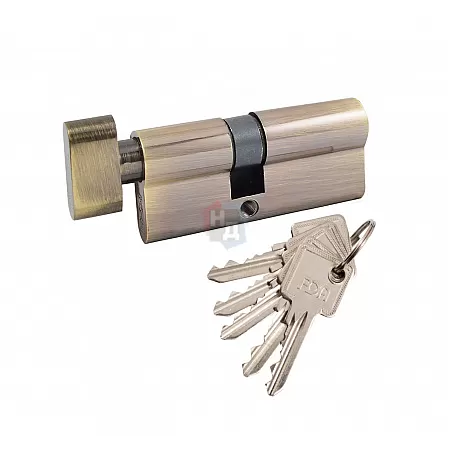 Цилиндр RDA 68 (38x30T) ключ-тумблер латунь античная (английский ключ)