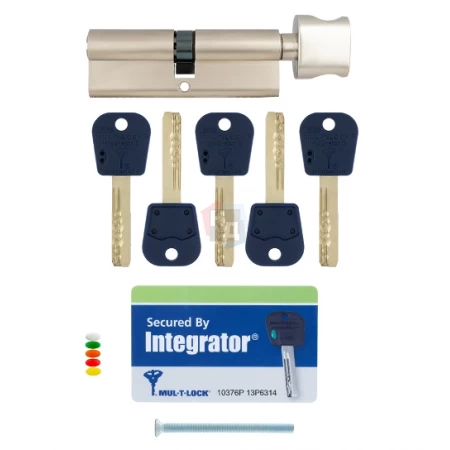 Цилиндр MUL-T-LOCK Integrator 80 (40x40T) ключ-тумблер NST никель сатин