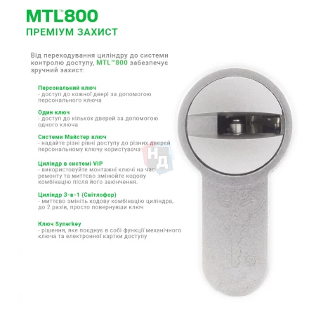 Цилиндр MUL-T-LOCK MTL800/MT5+ 145 (65x80) ключ-ключ NST никель сатин