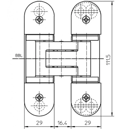 Петля дверная скрытая Simonswerk TE 303 3D хром серербро (124) F1