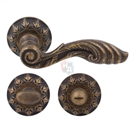 Дверная ручка RDA Antique Collection с накладками WC бронза античная