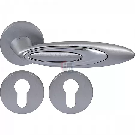 Дверная ручка Mandelli 1332 ITACA/26 D хром матовый (+накладка PZ)