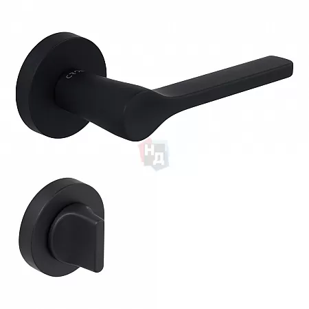 Ручка дверная CEBI IRUS PC24 черный матовый (с накладкой WC)