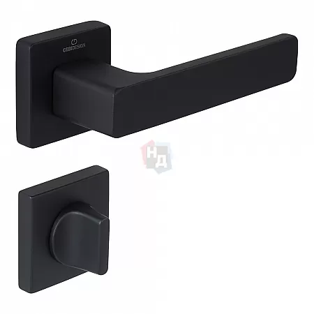 Ручка дверная CEBI FLAT PC24 черный матовый (с накладкой WC)