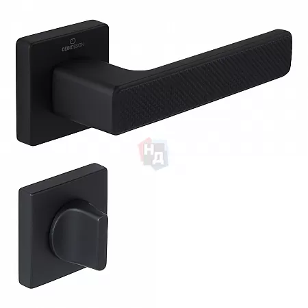 Ручка дверная CEBI GREN PC24 черный матовый (с накладкой WC)