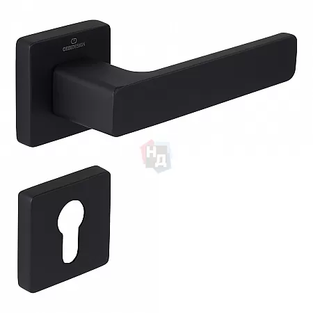 Ручка дверная CEBI FLAT PC24 черный матовый (с накладкой PZ)
