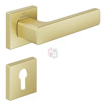 Ручка дверная CEBI FLAT PC35 матовое золото (с накладкой PZ)