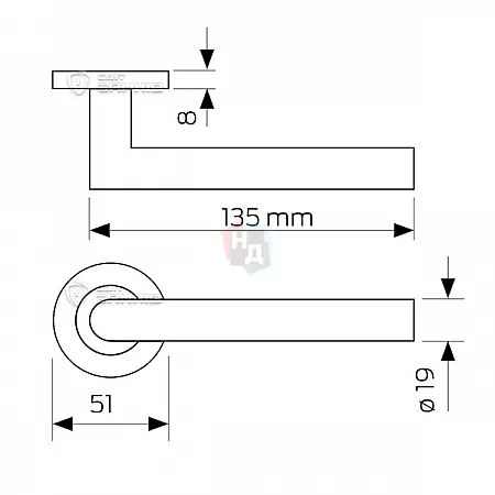 Дверная ручка CISA PL Angle круглая сталь нержавеющая