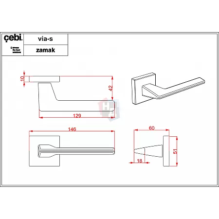 Ручка дверная CEBI VIA-S PC24 черный матовый