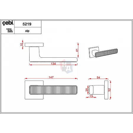 Ручка дверная CEBI ROOT PC24 черный матовый
