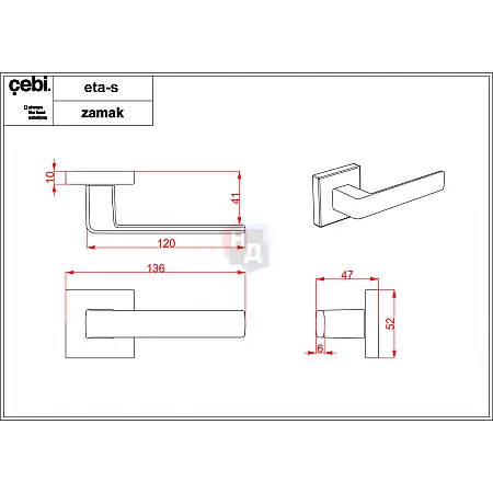 Ручка дверная CEBI ETA-S PC35 матовое золото (с накладкой PZ)