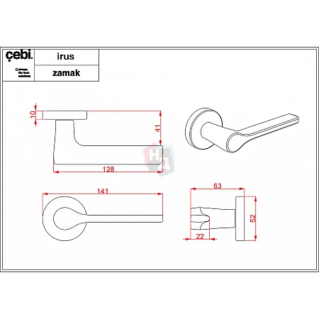Ручка дверная CEBI IRUS PC24 черный матовый (с накладкой PZ)