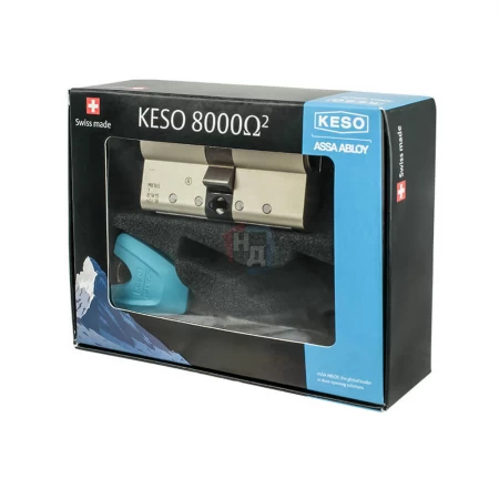 Цилиндр Keso 8000 Ω2 100 (35x65) ключ-ключ никель сатин