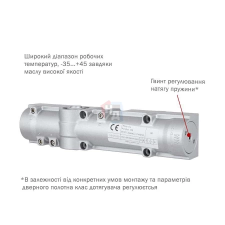 Доводчик дверной накладной ABLOY DC335 EN3-5 BC ALUMINIUM серый без тяги (100кг)