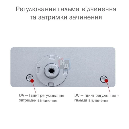 Доводчик дверной накладной RYOBI DS-3550 EN1-5 SILVER хром параллельная тяга (100кг)