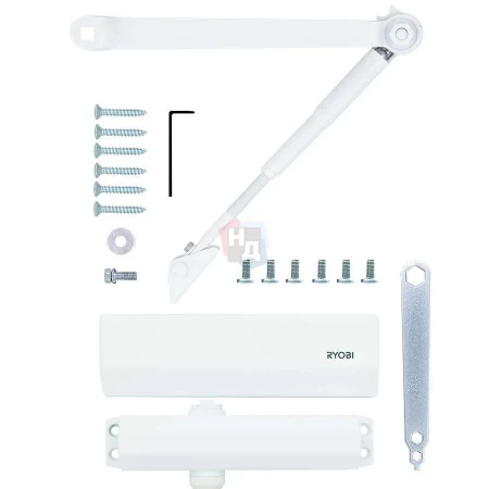Доводчик дверной накладной RYOBI DS-1554 EN2/3/4 GLOSSY_WHITE белый стандартная тяга (80кг)