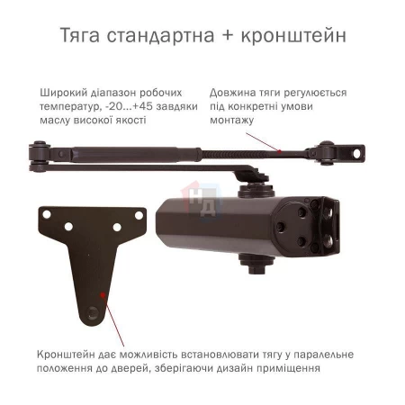 Доводчик дверной накладной RYOBI D-2005V EN3/4/5 BC DARK_BRONZE коричневый универсальная тяга (100кг)