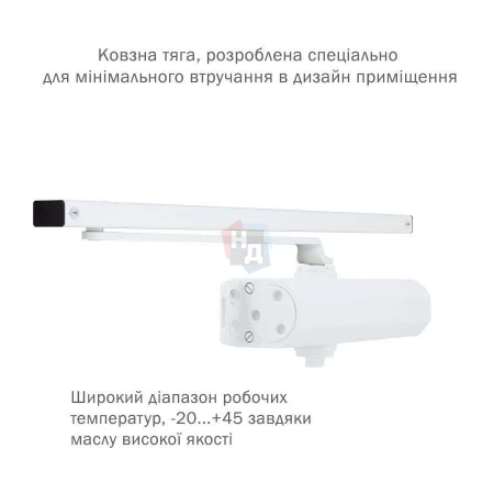 Доводчик дверной накладной RYOBI D-2050T EN3 BC GLOSSY_WHITE белый скользящая тяга (60кг)