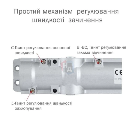Доводчик дверной накладной ABLOY DC247 EN5-7 BC WHITE белый без тяги (160кг)