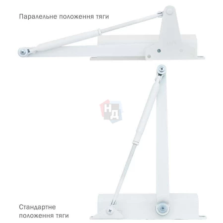 Доводчик дверной накладной RYOBI D-1504 EN2/3/4 GLOSSY_WHITE белый универсальная тяга (80кг)
