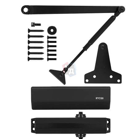 Доводчик дверной накладной RYOBI D-1554 EN2/3/4 BLACK черный универсальная тяга (80кг)