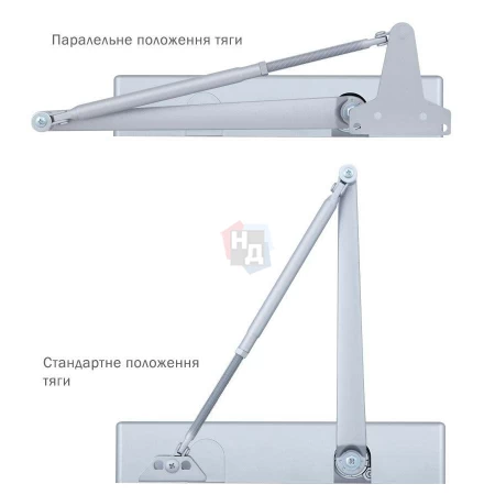 Доводчик дверной накладной RYOBI D-4550 EN2-7+ SILVER хром универсальная тяга (200кг)
