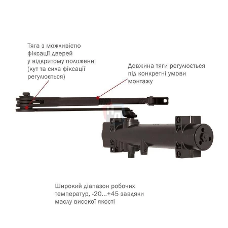 Доводчик дверной накладной RYOBI DS-4550 EN2-7+ DARK_BRONZE коричневый стандартная тяга (200кг)
