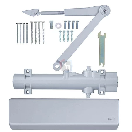 Доводчик дверной накладной RYOBI DS-4550 EN2-7+ SILVER хром стандартная тяга (200кг)