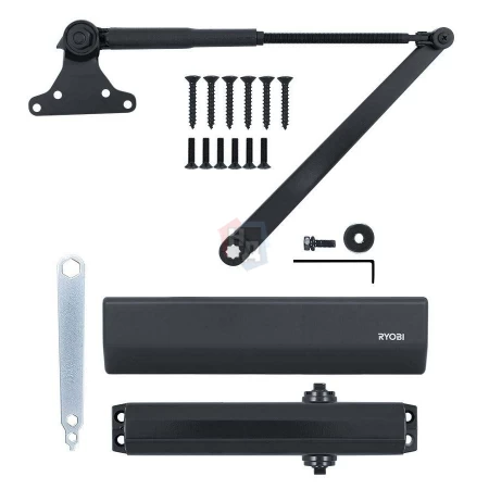 Доводчик дверной накладной RYOBI DS-2055P EN4 BC GREY_ANTHRACITE серый параллельная тяга (80кг)