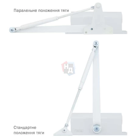 Доводчик дверной накладной RYOBI 8803 EN2/3 GLOSSY_WHITE белый универсальная тяга (65кг)