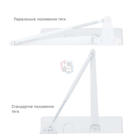 Доводчик дверной накладной RYOBI D-3550 EN2-5 WHITE белый универсальная тяга (100кг)