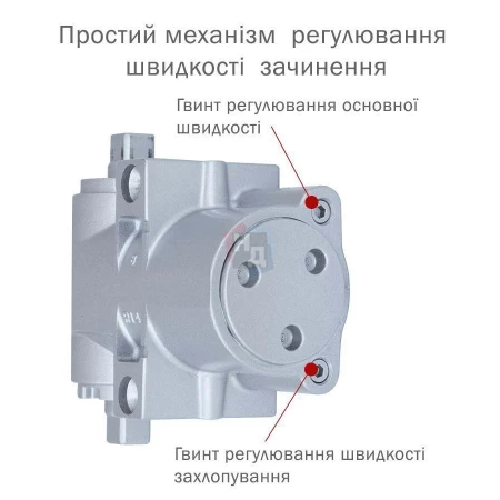 Доводчик дверной накладной RYOBI DS-4550 EN2-7+ SILVER хром стандартная тяга (200кг)
