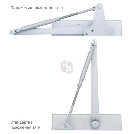 Доводчик дверной накладной RYOBI D-1554 EN2/3/4 SILVER хром универсальная тяга (80кг)