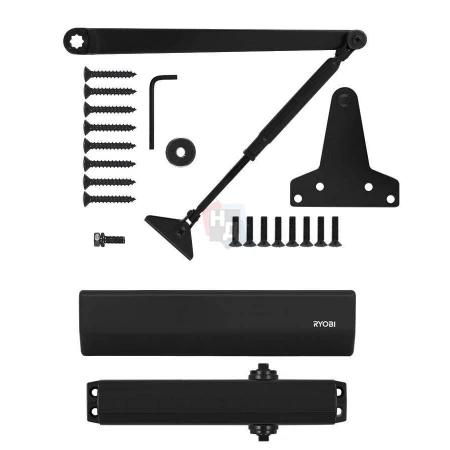 Доводчик дверной накладной RYOBI D-2550 EN1-4 BC BLACK черный универсальная тяга (80кг)