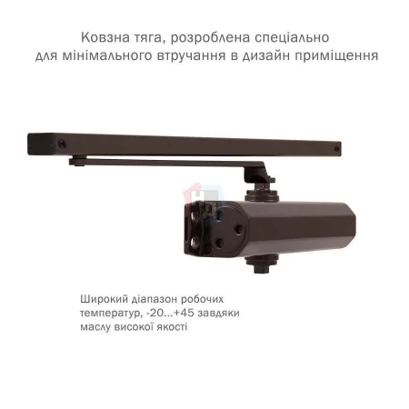 Доводчик дверной накладной RYOBI D-2550 EN1-2 BC DARK_BRONZE коричневый скользящая тяга (45кг)