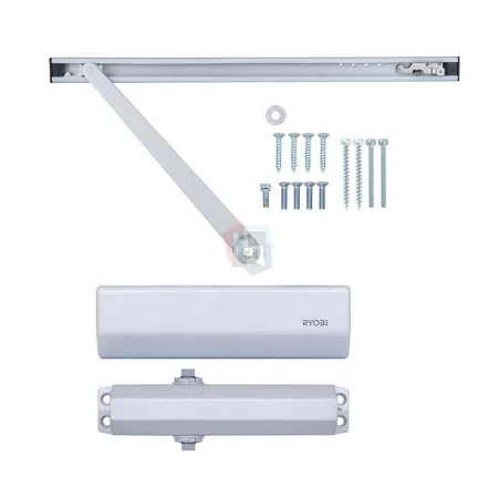 Доводчик дверной накладной RYOBI DS-1554 EN2 SILVER хром скользящая тяга (45кг)